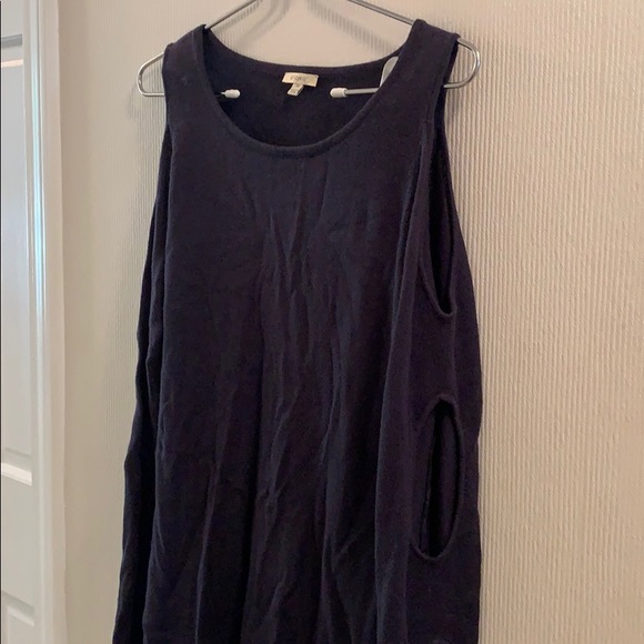 Navy Off the Shoulder, Long Sleeve Sweater - Picture 2 of 4